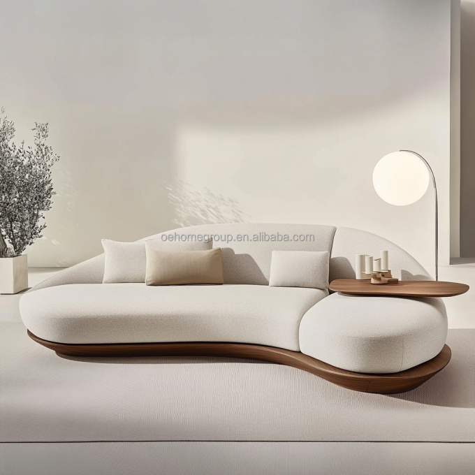 أريكة زاوية حديثة من خشب الجوز مع ظهر معنقد وتصميم أرجل زاوية على شكل خاص وتقنية المحظية الإمبراطورية 4