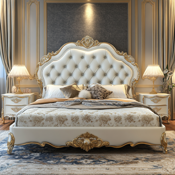 منزل أثاث غرفة نوم الحجم الملكي التصميم الحديث السرير المزدوج الفاخر مع الأحجام المخصصة 3