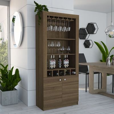 الحانة الصناعية الزاوية خزانة رف النبيذ مع الرفوف الخشبية التصميم الجدار