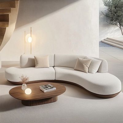 أريكة زاوية حديثة من خشب الجوز مع ظهر معنقد وتصميم أرجل زاوية على شكل خاص وتقنية المحظية الإمبراطورية