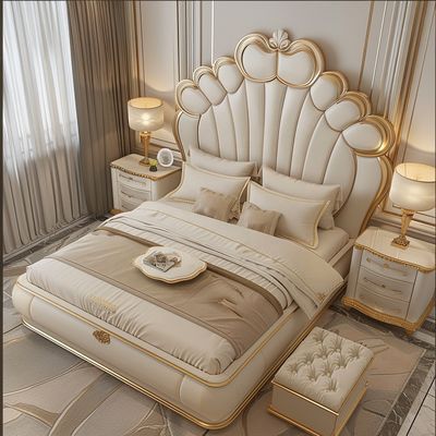 منزل أثاث غرفة نوم الحجم الملكي التصميم الحديث السرير المزدوج الفاخر مع الأحجام المخصصة